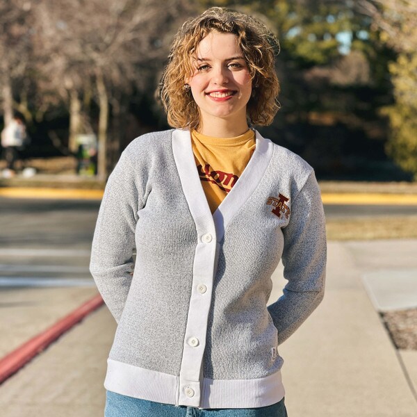 Pressbox Women's I-State Oatmeal Button-Up Cardigan
